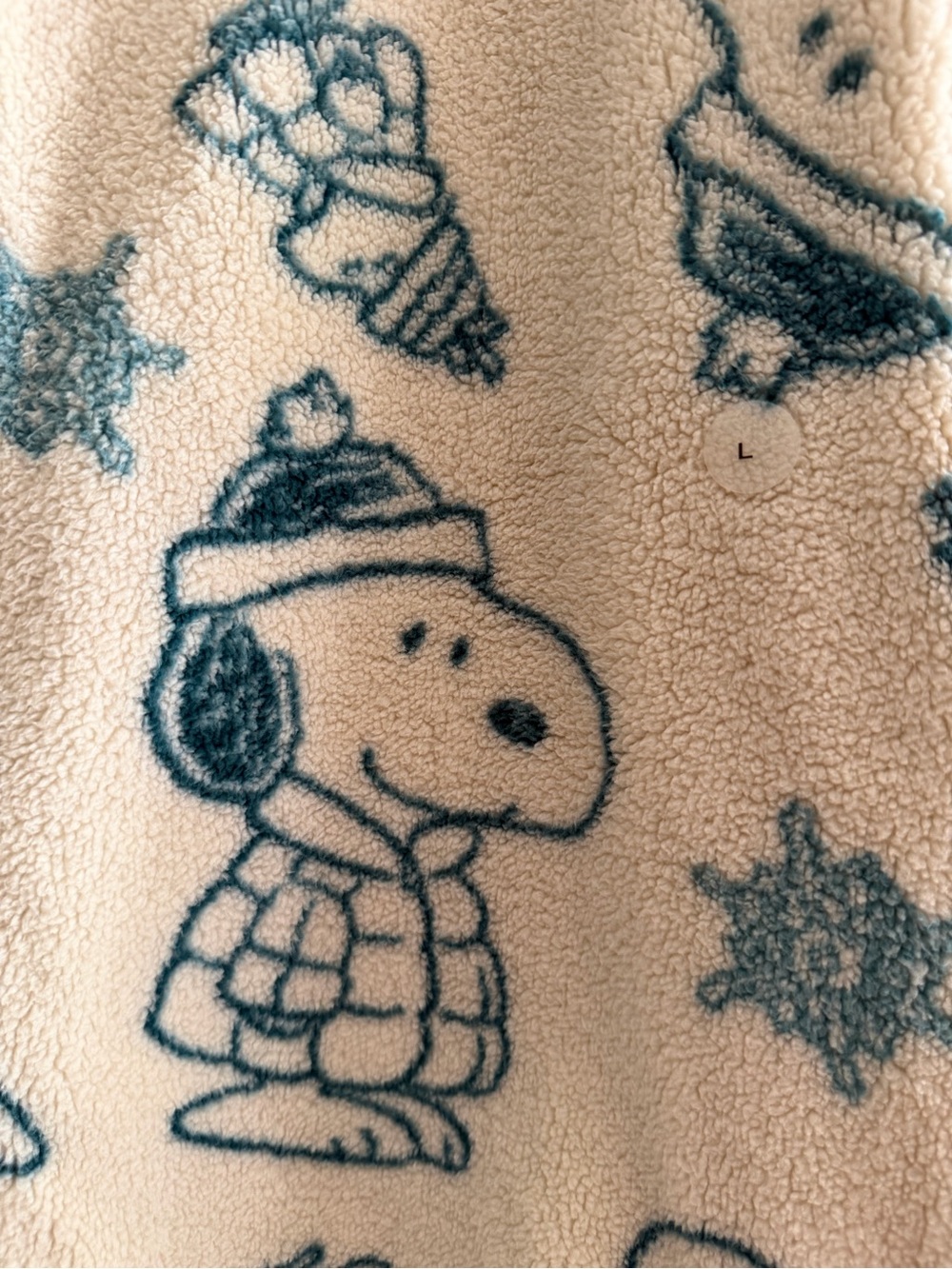 Aeropostale Cream Fleece Zip Hoodie with Teal Snoopy Print - Picture 3 of 5
